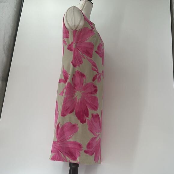 JONES NEW YORK Size 10 Tan Pink Floral Dress - Picture 6 of 15